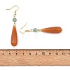 Natural Red/Green Aventurine & Brass & 304 Stainless Steel Dangle Earrings EJEW-JE07257-01-5