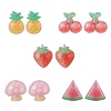 Resin Fruits Stud Earrings EJEW-JE05285-1