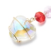 Electroplate Octagon Glass Beaded Pendant Decorations HJEW-JM00775-02-4