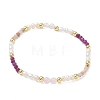 Natural Rhodonite & Rose Quartz & Ruby & Cultured Freshwater Pearl Beaded Stretch Bracelets for Women BJEW-JB13712-2