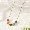 Natural Multicolor Tourmaline Faceted Beaded Pendant 304 Stainless Steel Boston Link Chain Necklaces NJEW-JN06419-02-1