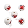 Printed Wood European Beads WOOD-G022-06J-1