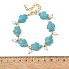 Round Shell Pearl Beads Charm Bracelets BJEW-JB14132-01-4