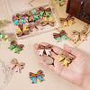 18Pcs 9 Colors Wood & Resin Pendants WOOD-TA0002-96-7