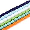 Opaque Solid Color Glass Beads Strands GLAA-N058-6x9mm-B01-1