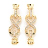 Rack Plating Brass Pave Clear Cubic Zirconia Fold Over Clasps KK-D053-01G-1