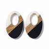 Opaque Resin & Walnut Wood Pendants RESI-M027-02D-2