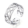 304 Stainless Steel Wire Wrap Open Cuff Ring RJEW-N040-35-1