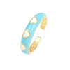 Brass Enamel Cuff Open Rings RJEW-P190-01G-02-4