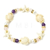 Shell Pearl & Natural & Synthetic Mixed Gemstone Beads Stretch Bracelets for Women BJEW-JB13898-02-3