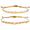 2Pcs Brass & Glass Beads Braided Bead Bracelets for Women IU7406-2-6