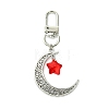 7Pcs 7 Colors Moon with Star Glass & Alloy Pendant Decoration HJEW-JM02109-4