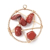 Natural Red Jasper Nuggets Copper Wire Wrapped Flat Round Pendants PALLOY-JF03038-02-1