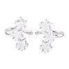 Brass Micro Pave Clear Cubic Zirconia Cuff Earrings EJEW-G471-40P-4
