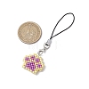 Paw Print Glass Seed Bead Beaded Charm Mobile Straps HJEW-MZ00186-01-5