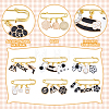 6Pcs 6 Style Bowknot & Heart & Bag & Number 5 Enamel Charms Safety Pin Brooches Set JEWB-FH0001-29-4