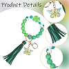 1Pc Butterfly with Clover Silicone & Imitation Leather Tassel Keychains HJEW-BM0001-89-6