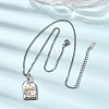 Religion Two Tone 304 Stainless Steel Holy Spirit Bird Rectangle Medal Pendant Necklaces for Women NJEW-K304-02GP-3