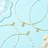 Ocean Brass Pave Clear Cubic Zirconia Sea Animals Pendant Natural Shell and Glass Seed Beaded Necklaces for Women NJEW-JN06345-1
