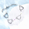 201 Stainless Steel Heart Link Chain Bracelets BJEW-B078-177P-02-4