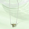 Brass Pave Cubic Zirconia Rectangle and Heart Pendant Cable Chain Necklaces KK-CBAB173-04P-02-3