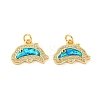 Brass Micro Pave Cubic Zirconia with Synthetic Opal Pendants KK-D096-06A-G-1