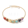 Chakra Natural & Synthetic Mixed Gemstone Round Beads Wire Wrapped Bangles for Women BJEW-TA00714-3