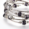Five Loops Faceted Glass Wrap Bracelets BJEW-JB04135-01-2