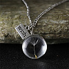 Clear Glass with Dandelion Inside Pendant Necklaces FS-WG96F40-05-1