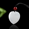 Natural Jadeite Heart Pendant Necklaces NJEW-F321-05-1