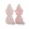 Natural Rose Quartz Carved Healing Cat with Witch Hat Figurines DJEW-D012-07G-1