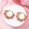 Brass Natural Carnelian Hoop Earrings EJEW-TA00782-01-1