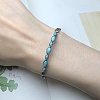 Oval Synthetic Turquoise Beaded Cuff Bangles for Women BJEW-C146-01-2