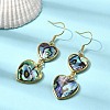 Brass Natural Abalone Shell Dangle Earrings EJEW-F388-01B-G-2