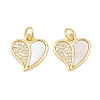 Brass Micro Pave Clear Cubic Zirconia with White Shell Charms CU-CBA9482-02G-03-1