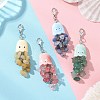 4Pcs Natural Gemstone Chips & Handmade Porcelain Octopus Pendant Decorations HJEW-JM04769-1