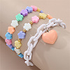 3Pcs 3 Styles Flower Plastic Beads Stretch Bracelets WG24BB9-04-1
