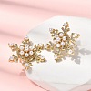 Snowflake Brass Micro Pave Clear Cubic Zirconia Stud Earrings EJEW-H180-27G-2