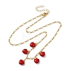 Valentine's Day Brass Enamel Red Heart Pendant Necklaces for Women NJEW-A071-13B-G-3