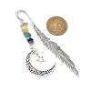 Alloy Feather Bookmark with Moon & Star AJEW-TA00017-3