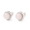 Natural Gemstone Half Round Stud Earrings EJEW-K092-01P-2