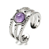 Natural Amethyst Adjustable Rings RJEW-K269-10P-03-2