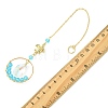Ocean Theme Glass Round Beads & Teardrop Suncatcher with Brass Charm HJEW-JM04939-02-3
