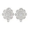 Flower Brass Micro Pave Cubic Zirconia Stud Earrings Finding KK-E083-17P-1