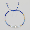 Bohemian Style Glass Seed Bead & Imitation Pearl Beads Braided Bead Bracelets JJ7327-9-1