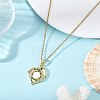 Ocean Brass Micro Pave Clear Cubic Zirconia and Natural Pearl Heart Dolphin Pendant 304 Stainless Steel Cable Chain Necklaces for Women NJEW-JN06262-1