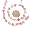 Rondelle Cherry Quartz Glass Links Bracelets & Necklaces Sets SJEW-JS01295-01-3