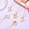 Imitate Austrian Crystal Bicone Glass & Glass Pearl Beaded Heart Pendant 304 Stainless Steel Cable Chain Necklaces for Women NJEW-MZ00154-1