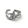 Star Zinc Alloy Open Cuff Ring RJEW-Z048-01B-03-2