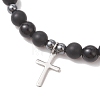 201 Stainless Steel Cross Charm Bracelets BJEW-JB13358-3